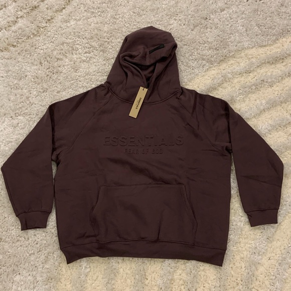 Essentials Fear of God Puff Print Logo Plum Hoodie Pullover Mens Sizes S, M L - Picture 1 of 2